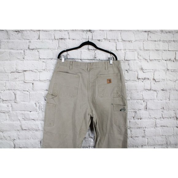 Carhartt Brown Cotton Dungaree Fit Washed Duck Work Pants 36x34 - Picture 7 of 9